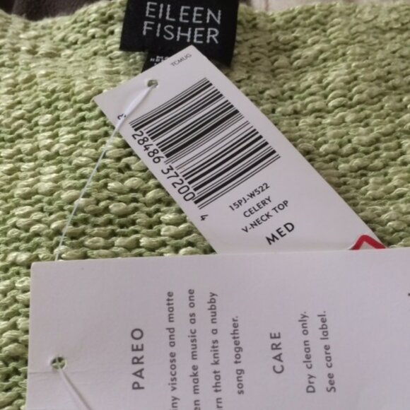 *NWT* EILEEN FISHER PAREO V-NECK SWEATER_CELERY_M_$168 - Picture 3 of 3